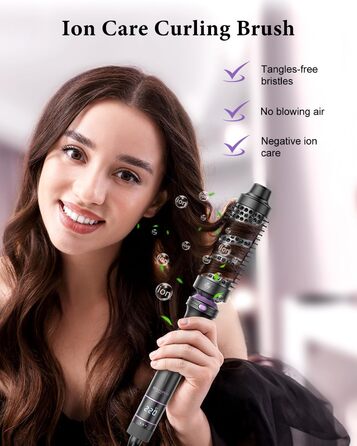 BESTOPE PRO Локкенстаб: Набір випрямляча та плойки 5-в-1 з термощіткою, 3 плойки (9-25 мм) для великих локонів, 13 температур, захисне покриття, рукавичка, затискач (базальтовий чорний)