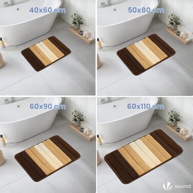 Набір килимків для ванної кімнати VOUNOT 2 шт. (60x90 см, 50x80 см), м'які, швидковисихаючі, з мікрофібри, сірі (перехідний колір)
