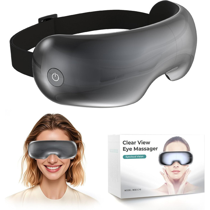 Масажер для очей Aspria® Eyecloud Vision з підігрівом та Bluetooth, видимий дизайн, масаж повітрям, розслаблення очей для втомлених/сухих очей, подарунок для жінок, чоловіків, друзів та сім'ї