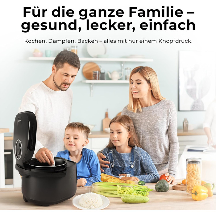 Бальтер рисоварка-мультиварка 4л з Fuzzy Logic, функцією приготування на пару та повільним приготуванням, таймером, підігрівом, преміум-посудинами, аксесуарами та книгою рецептів (20 програм)