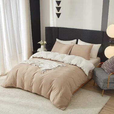 Бетліна з бавовни 200x220 см, зелена (темно-зелена, салатова), однотонна, естетична, двостороння, комплект: простирадло 200x220 см та 2 наволочки 80x80 см з блискавкою (бежева, біла)