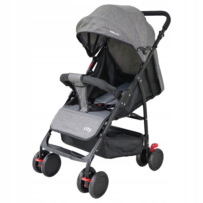 Дитячий прогулянковий візок Baby-Coo City, чорний, металевий каркас, з амортизаторами