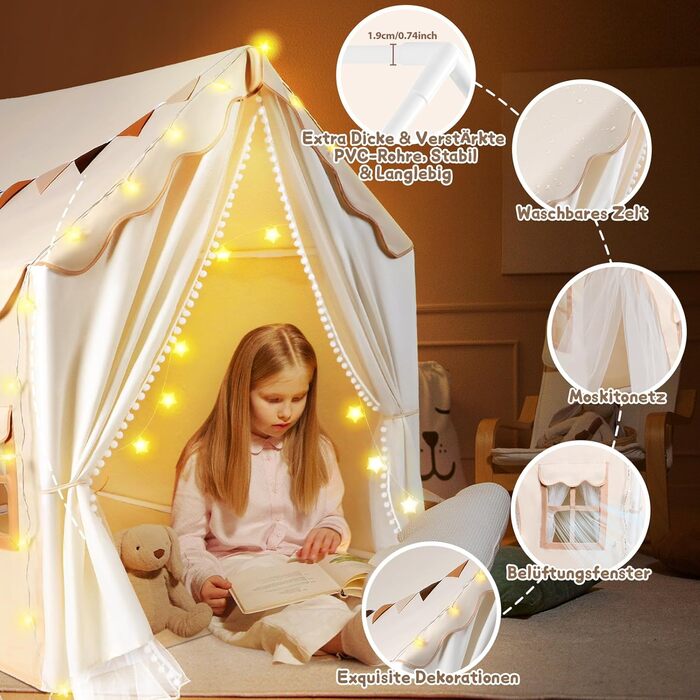 Дитяче намет-ігровий будиночок з 2 входами, з підсвіткою та підстилкою, для дітей від 3 років