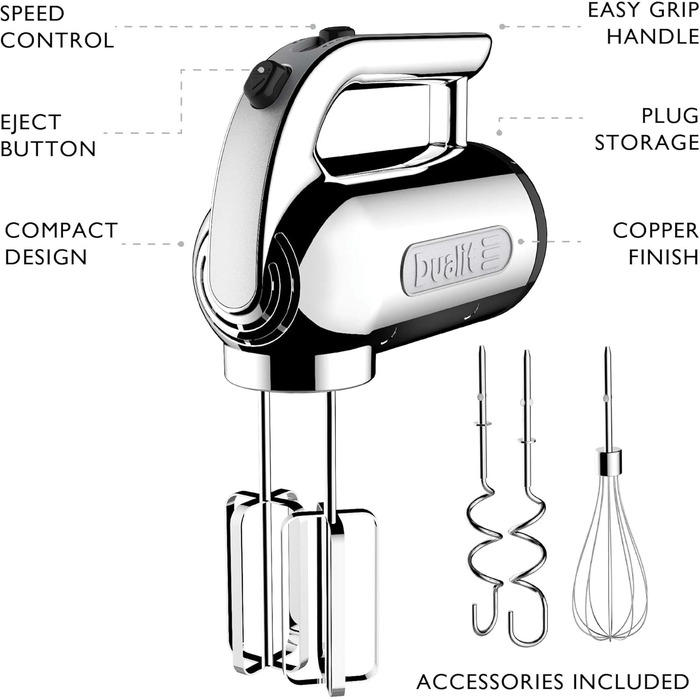 Міксер ручний DUALIT 89320, хром, нержавіюча сталь, з британською вилкою (UK Plug), срібний