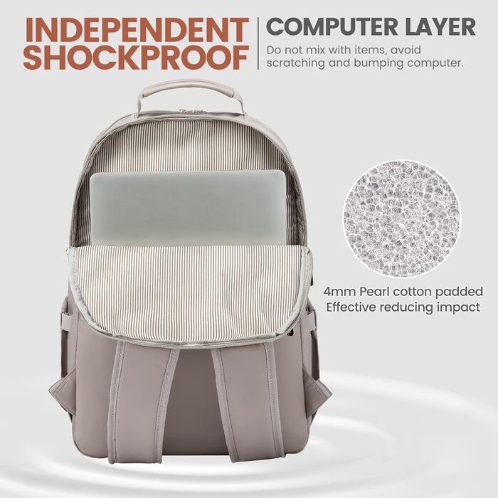 LOVEVOOK Рюкзак для жінок, великий, 15.6 дюймів, для ноутбука, водонепроникний, шкільний, для дівчаток, підлітків, чорний, елегантний, для роботи, для школи, університету, подорожей (15.6 дюймів, Taro-сірий)