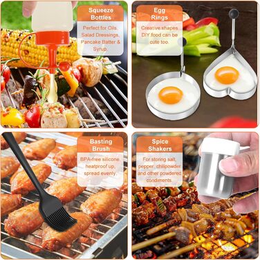 Набір гриль-посуду, 28 предметів: професійний набір з нержавіючої сталі з сумкою, подарунок на День народження, Різдво для чоловіків, для саду та кемпінгу, BBQ