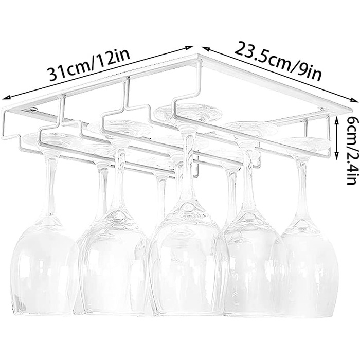 Вішалка для келихів на ніжках, Підвісний тримач для келихів, шафа тримач для келихів, Білий тримач для келихів, праска з 3 направляючими настінне кріплення