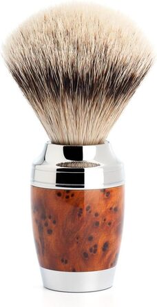 Щітка для гоління MHLE - серія Stylo - Silvertip Badger Pluck - Thuja Wood