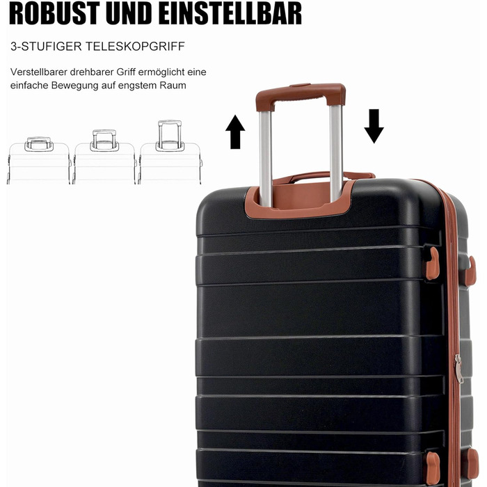 Набір валіз Merax 5-Piece, ABS, з TSA-замком, розширювані L-XL, з сумкою та косметичкою (Чорний)