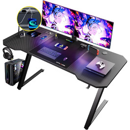 Ігровий стіл GTPLAYER 120x60 см з карбоновою поверхнею, стіл для ПК з гачком для навушників