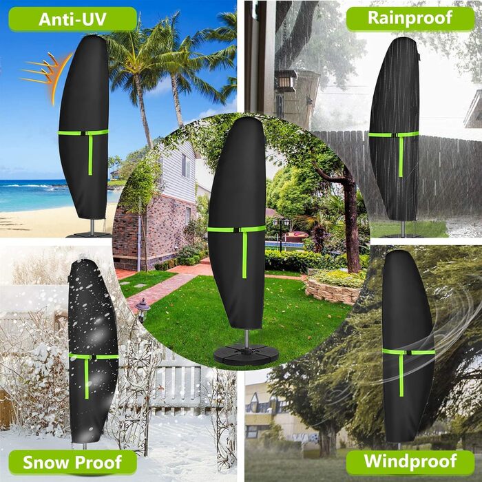 Чохол для парасольки GEMITTO, водонепроникний, 280x30x81/46 см, для парасольки 2-4 м, 420D, захист від вітру та сонця