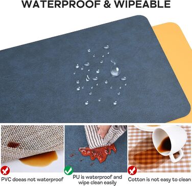 Набір підставок під тарілки 6 шт., синій, 40x30 см, нековзкі, миючіся, з термостійкого кожзаму