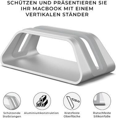Підставка для ноутбука Vertikaler: стильна підставка для MacBook, MacBook Air, MacBook Pro (алюміній, срібло)