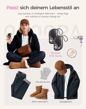 Електричні грілки для рук Ocoopa 2 шт. з дизайном гребінця, багаторазові, 4000mAh, ультратонкі (1.5 см), підходять для рукавичок та кишень, подарунок на Різдво, для жінок, зимові аксесуари, UT5 Sway Wiesengeflüster (Ocoopa x Artist Edition) (Nachtgarten (