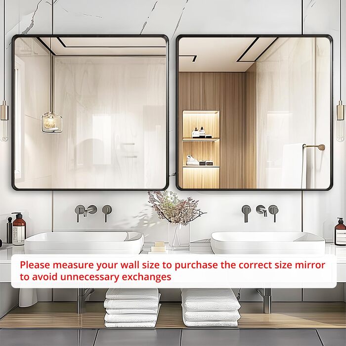 Дзеркало для ванної кімнати Fabuday, 61 x 76,2 см, без рами, для ванної, спальні, туалету, у стилі кантрі (Чорний)