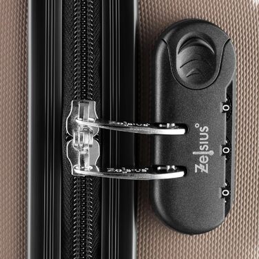 Набір валіз Zelsius 4 шт. з ABS, з кодовим замком, 4 колеса, внутрішній роздільник | Набір валіз з твердим корпусом, велика валіза, набір багажу, ручна валіза (шампань, 3 шт.)