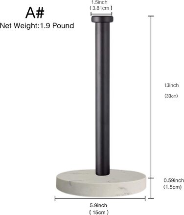 Тримач для паперових рушників на стільницю з мармуровою основою, вертикальний диспенсер для кухні та ванної кімнати, чорний