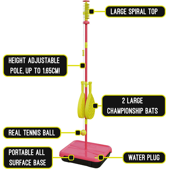 Свінгбол класичний настільний справжній тенісний м'яч / Чемпіонська ракетка / універсальна база / 6 для дорослих, червоний і жовтий / гра з м'ячем для гри на відкритому повітрі / Теніс