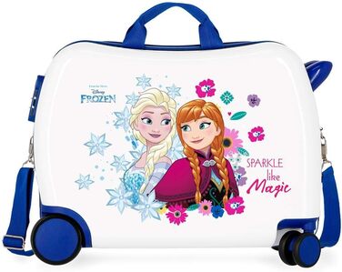 Дитяча валіза Disney Frozen Льодяна королева Sparkle Like Magic Дитяча валіза різнокольорова 50x38x20 см тверда оболонка ABS комбінований замок 2.3 кг 4 колеса ручна поклажа, синя / різнокольорова дитяча валіза