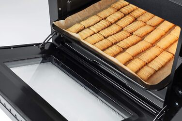 Електрична піч CASO TO 20 Design - 26 літрів, 5 функцій (Umluft, Drehspieß, Oberhitze, Unterhitze, Ober-Unterhitze), 70-230°C, таймер 0-120 хв