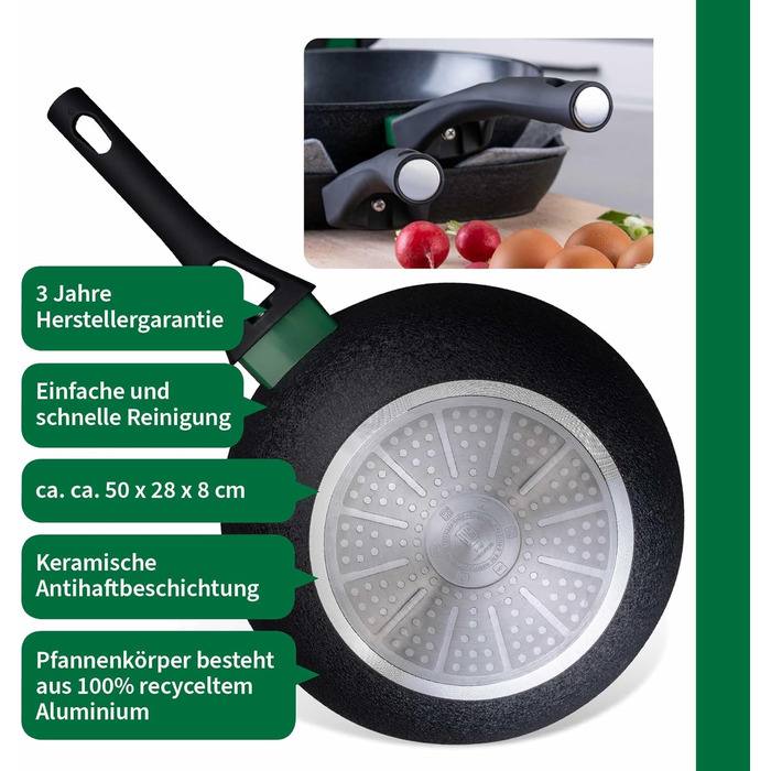 Гриль-сковорода Chefkoch від Fackelmann: преміум-якість, діаметр 28 см, антипригарне покриття, з переробленого алюмінію, для всіх типів плит, сумісна з духовкою