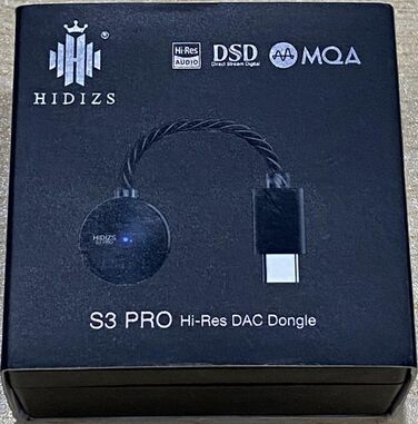 ЦАП HIDIZS S3 PRO Dongle, 8 шт. MQA, PCM 32 біт/384 кГц, DSD128, Type-C для Android/ПК (чорний/сріблястий)