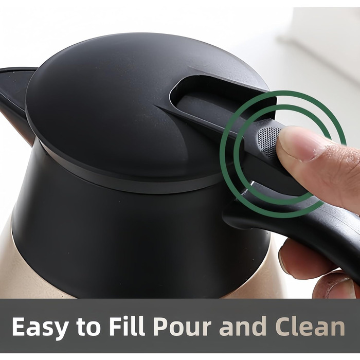 Термос-термокана 2л з нержавіючої сталі, двостінна вакуумна ізоляція, рожеве золото. Для кави, чаю та інших напоїв. Зберегає тепло/холод до 24 годин.