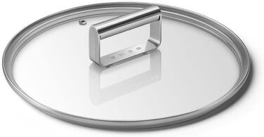 Кришка для каструль Smeg CKFL3001 зі загартованого скла з ручкою з нержавіючої сталі та випускником пари, діаметр 24 см