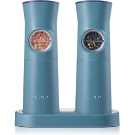 Електричні набори для солі та перцю Flendy, 2 шт. з USB-C зарядкою, для сухих спецій (блакитний)