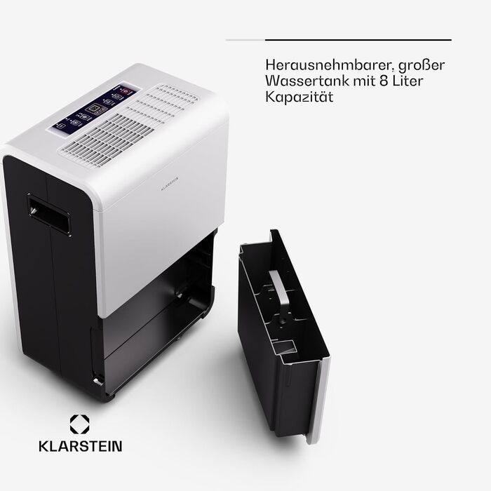 Електричний осушувач повітря Klarstein DryFy Connect 60L з Wi-Fi, 60л/24г, таймер, для приміщень 45-65м²