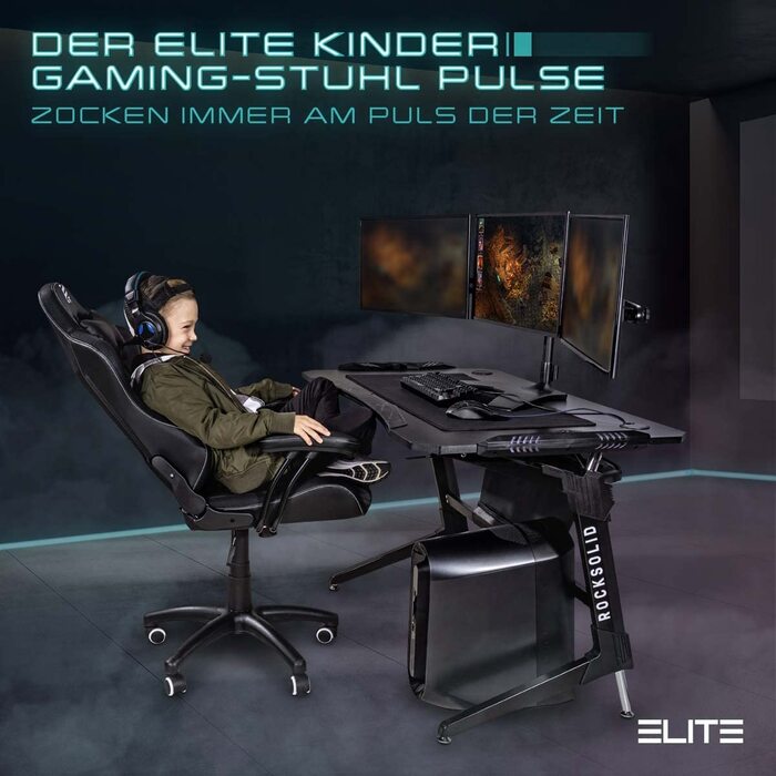 Дитяче ігрове крісло ELITE Pulse чорно-біле