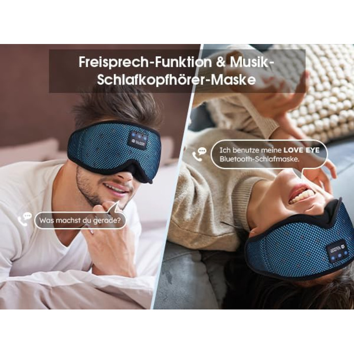 Маска для сну LOVE EYE 3D, для тих, хто спить на боці, чоловіча та жіноча, дихаюча, блокує світло (Блакитна)