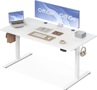 Регульований стіл OffiGo 160x70 см, електричний, з пам'яттю, для дому та офісу, білий