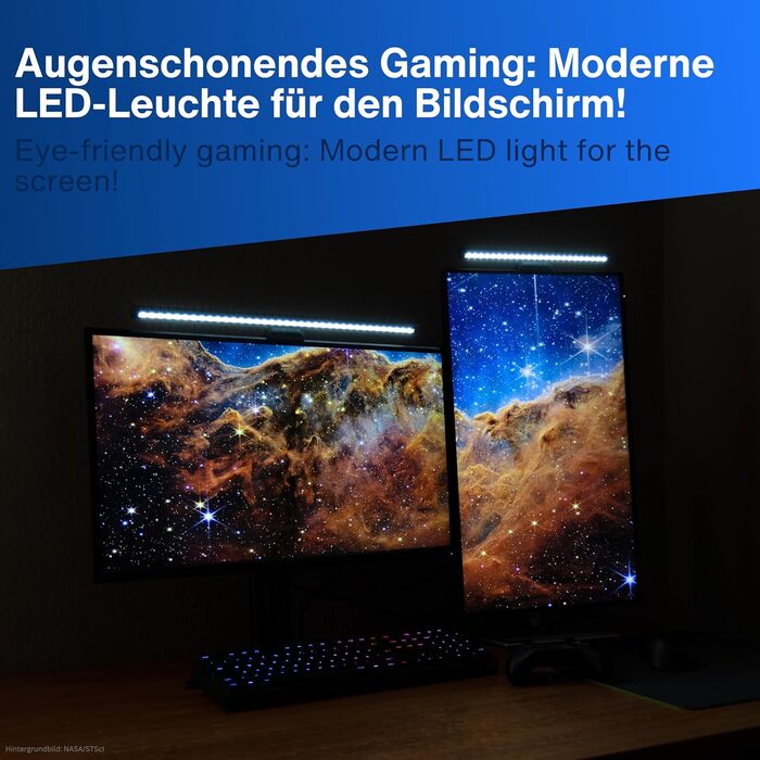 USB лампа REV Monitor з акумулятором, 49 см, кріпленням, 130 лм, 3 кольори, чорна