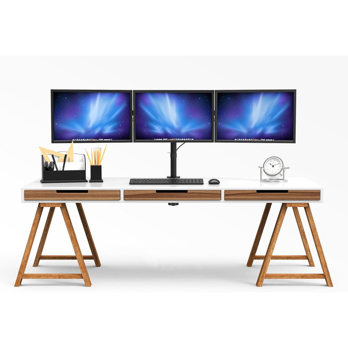 Підставка для моніторів BONTEC на 3 монітори, 13-24 дюйми, LED/LCD, регульована, VESA 75/100, чорна