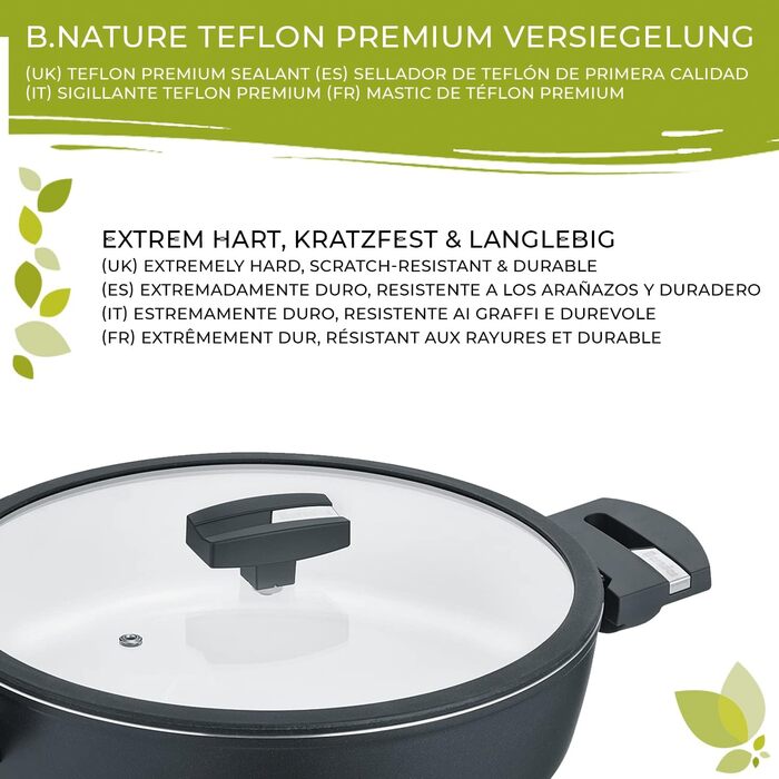 Сковорода Bernde Balance B. nature 28 см, сервірувальна сковорода зі стійким покриттям з кварцу, індукційна, стійка до подряпин.