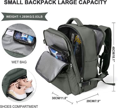 Великий дорожній рюкзак жіночий рюкзак для ручної поклажі чоловічий похідний рюкзак водонепроникний спортивний рюкзак для активного відпочинку повсякденний рюкзак шкільна сумка підходить для ноутбука 14 дюймів з USB-портом для зарядки відділення для взутт