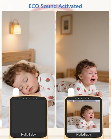 Радіоняня HelloBaby з камерою, 29 годин роботи, монітор для немовлят з поворотним механізмом, нічна зйомка, двосторонній зв'язок (HB6340)