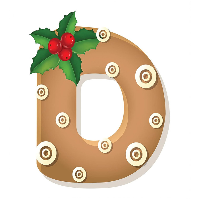 Набір підковдр з різдвяним алфавітом для односпальних ліжок, Funny Cookie D, Захист від кліщів Алергіки Підходить з наволочкою, (200 x 200 см - 70 x 50 см, Імбирно-зелений і білий)