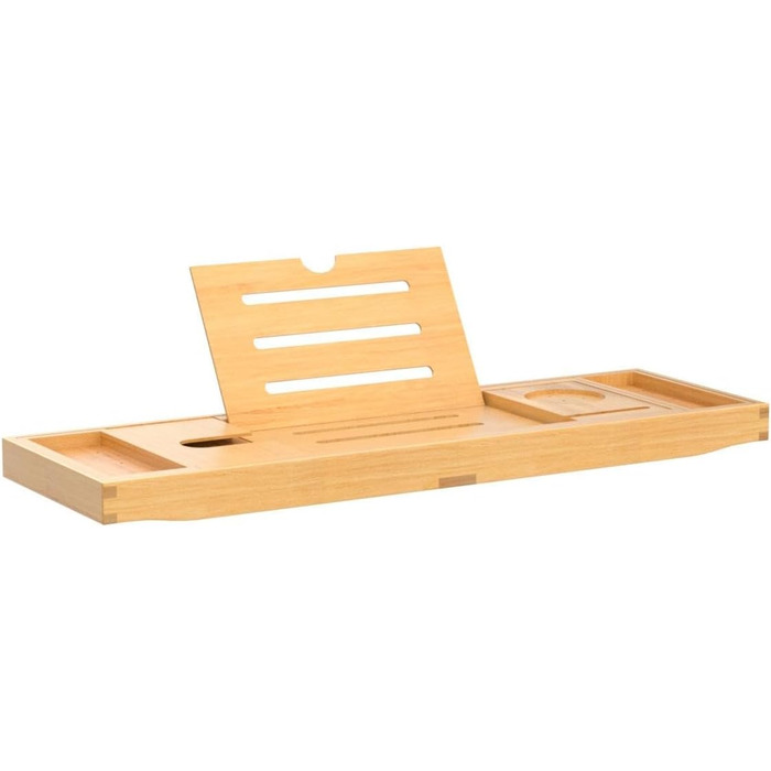 Підставка для ванни Deep Calm - регульована бамбукова підставка - антиковзаюча підставка для ванни. Підходить для більшості ванн. Місце для книги, iPad, телефону, склянки, свічки (натуральний бамбук)