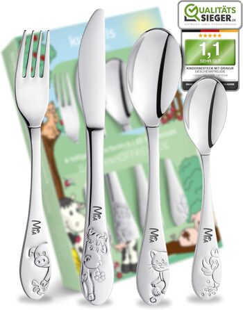Дитячий столовий прилад Farmfreude з гравіюванням імені - персоналізований набір столових приладів для дітей, подарунок на хрещення