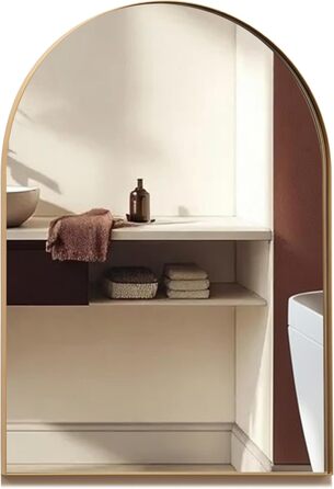 Дзеркало для ванної кімнати Arch Premium Design® Золота рамка, настінне, аркова форма, сучасний стиль (50x40 см)