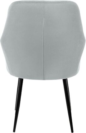 6 стільців для їдальні ECD Germany сірого кольору з підлокітниками та спинкою, м'яке крісло з велюровим покриттям, металеві ніжки, ергономічні стільці для кухні та вітальні