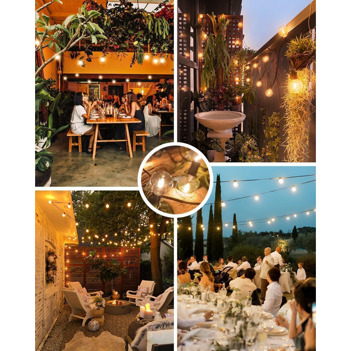 Світлодіодна гірлянда для вулиці 23м (30+3 лампочки) - регульоване світло, тепле біле освітлення, для тераси, саду, вечірки. Без пульта.