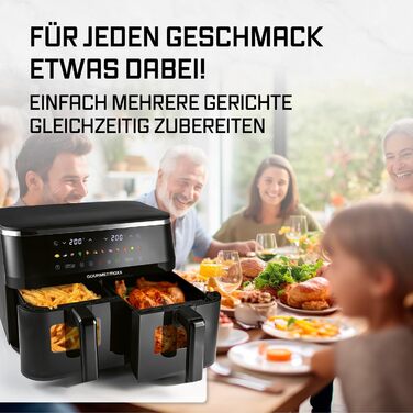 Фритюрниця повітряна GOURMETmaxx з 2 камерами | Об'єм 10л | Вертикальна, з сенсорним дисплеєм