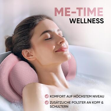 Преміум подушка для ванни XXL рожева | Додаткові подушки для шиї та плечей | Швидковисихаюча, пральна подушка для ванни з 4 великими присосками | Подушка для ванни рожева XX-Large