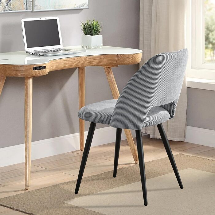 Набір з 4-х обідніх стільців з витонченою спинкою, сірого кольору, з м'яким сидінням, для кухні, вітальні, спальні. Набір з 4 шт.