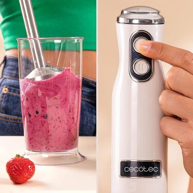 Блендер Cecotec Stabmixer Power RetroBeige 1200MAX Cream&Crush, 1200 Вт, 2 швидкості, набір аксесуарів, захист від бризок