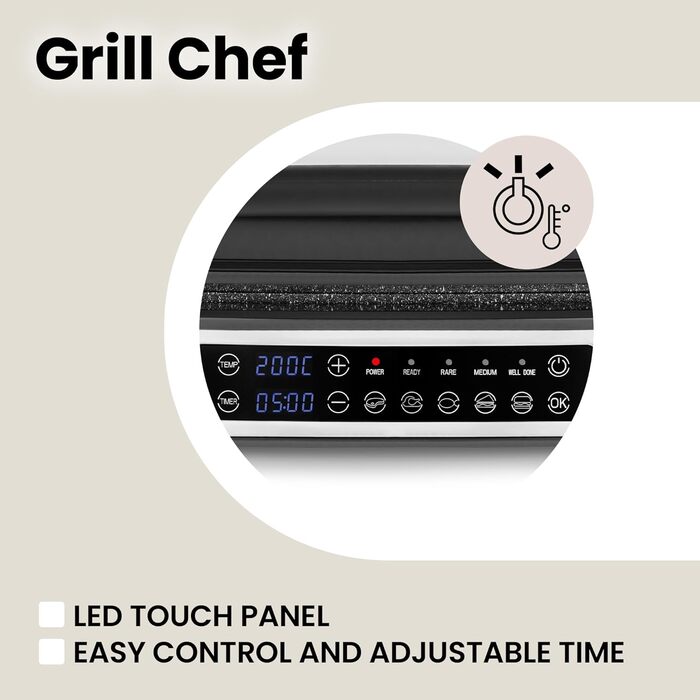 Електричний контактний гриль і бутербродниця ZEEGMA Grill Chef 2100 Вт, знімні конфорки, 2в-1, складання на 180, антипригарне покриття ILAG, піддон для крапель, звукові сповіщення (SILVER)