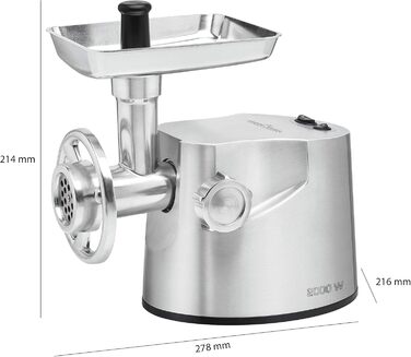 Електрична м'ясорубка Profi Cook PC-FW 1060: для м'яса, ковбас та домашнього начининня, з набором аксесуарів, 1000W